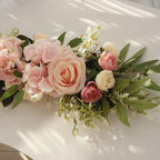 Wnvivi Artificial Flower Swag, 25.6 Inch Silk Rose Hydrangea Swag Arch Garland Front Door Decorative Floral Swags Lintel Floral Decoration for Wedding Ceremony Table Centerpiece (Pink)
