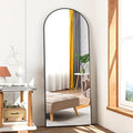 Full Length Mirror, 56"x16" Arch Mirror Floor Mirror with Stand, Black Arched Full Body Standing or Leaning Mirrors for Bedroom, Living Room