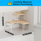 Golener Countertop Organizer Corner Shelf, 2 Tier Adjustable Stackable Corner Shelves for Kitchen, Bathroom, Spice Rack, Coffee Bar, Cabinet, Dresser Table, Corner Counter Shelf Stand, Natural Beige