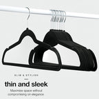 Home-it Premium Velvet Hangers 50 Pack - Heavy Duty Ultra Thin Black Suit Clothes Hangers Non Slip for Closet, Shirt Pants, Hook Swivel 360