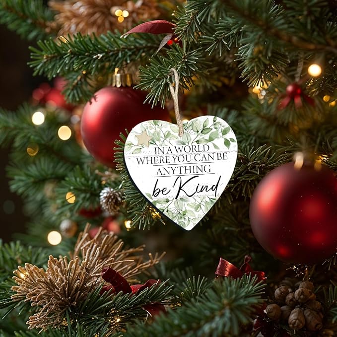 Mtrgdn Inspirational Gifts for Women,Be Kind Wooden Heart Hanging Ornament, Motivational Gifts,in A World Where You Can Be Anything Be Kind 685
