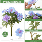 Artificial Fake Flowers for Outdoor, 8 Bundles Faux Plants Silk Flowers Spring Decoration UV Resistant No Fade Plastic Flowers for Outside Planters Home Porch Patio Yard Garden Decor
