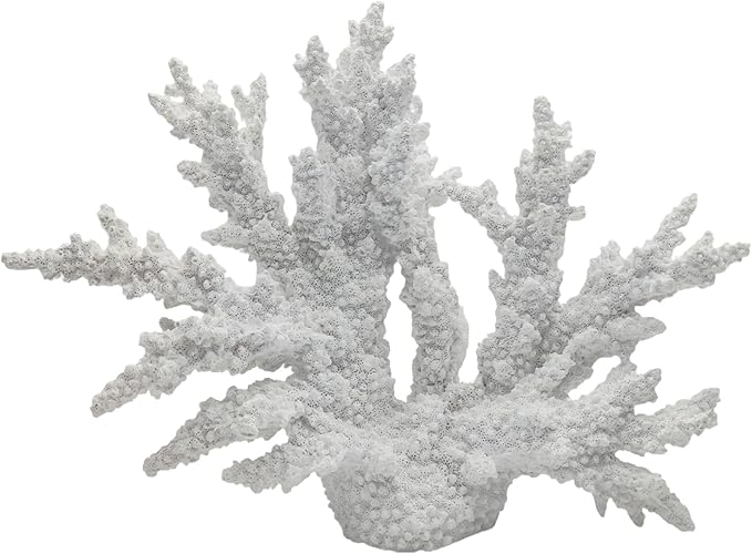 Etlemonde White Coastal Beach Coral Reef Decor Resin Statue - Faux Sea Coral Reef for Bathroom Shelf, Coffee Table, Nautical Beach House Home Decor Accent