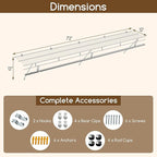 COSTWAY Closet Shelves Wall Mounted, Closet Shelf with Hanging Rod, Ventilated Metal Wire Shelving Kit, Wire Wall Shelf for Laundry Room, Bedroom, Home, Mounting Accessories Included (6 ft x 12 in)