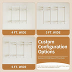 4-6 Ft Closet Organizer System, Adjustable Metal Wire White Closet System, Expandable Walk in Closet Organizers and Storage System, Closet Shelves with Hanging Rods