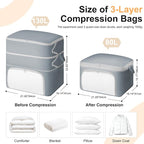 Comforter Storage Bag - 130L Blanket Storage Bags Front-opening Ultra Space Saving Self Compression Organizer, Washable Compression Bags for Storage Comforter Blanket, 1 Pack, Grey