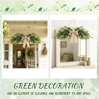 Floral Swag for Front Door Greenery Teardrop Swag Artificial Eucalyptus Olive Leaves Mixed Berry Swag with Bow Summer Wreath for Farmhouse Wedding Arch Party Wall Home Indoor Outdoor Holiday Decor