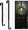 Wreath Hanger, Adjustable Over The Door Wreath Hanger from 14.9 to 25 Inches & Wreath Holder & Wreath Door Hanger for Front Door Decor 20 lbs Larger Christmas Decorations Hook (Black)