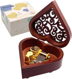 Pursuestar Anastasia Once Upon a December Music Box, Heart Shaped Vintage Hollow Out Wood Mechanism YunSheng Movement Wind Up Musical Box Gifts for Birthday Mother's Day Valentine's Day