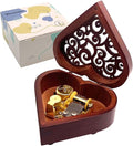 Pursuestar What a Wonderful World Music Box, Heart Shaped Vintage Hollow Out Wood Mechanism YunSheng Movement Wind Up Musical Box Gifts for Birthday Wedding Valentine's Day