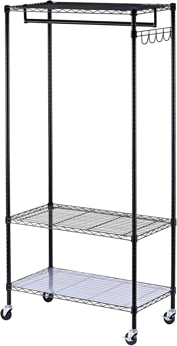 Alera ALEGR363618BL 36 in. W x 18 in. D x 75 in. H 30 Garments Wire Shelving Garment Rack - Black