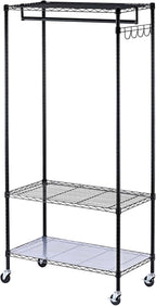 Alera ALEGR363618BL 36 in. W x 18 in. D x 75 in. H 30 Garments Wire Shelving Garment Rack - Black
