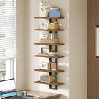 HOOBRO Floating Shelves, 15 Inch Wall Shelf Set of 3, Wall Mounted Storage Shelves 2-Tier, Hanging Bathroom Shelves, for Living Room, Bedroom, Bathroom, Kitchen, Walnut and Black BH32BJP301