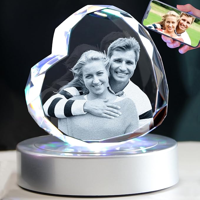 3D Crystal Photo, Personalized Gifts for Women, Wife, Her, Him, Men, Husband,Mom,Custom Photo Gifts,Personalized Birthday, Anniversary, Memorial Gift