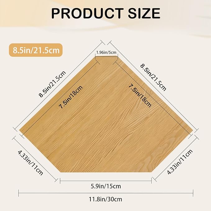 JiudunsKylight Corner Floating Shelves for Wall with Wire Hole, 8.5 Inch Small Oak Shelf Set of 2, Natural Finish Display Shelf for Living Room, Plant, Decor