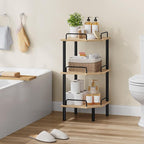 Tajsoon Corner Shelf Stand, 3 Tier Industrial Corner Shelves, Multipurpose Standing Display Shelf, Corner Shelving Unit for Bedroom, Living Room, Office, Kitchen, Natural