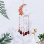 Agate Moon Dream Catchers with Crystal 7 Chakra Gemstone Dream Catchers Color Natural Gem Agate Wall Hangings Room Garden Dreamcatchers Decor (Orange)