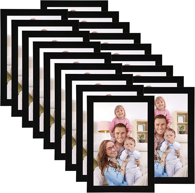 Giftgarden 4x6 Picture Frame Set of 18, Lightweight 4 by 6 Frames Bulk for Gallery Wall Photo Hanging and Tabletop Display, Black