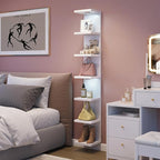 Fixwal Wall Decor 7 Tier Wall Shelf Unit Floating Shelves with LED Lights Lack Shelf for Home Organizer Display White