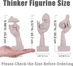 3 Pcs Thinker Small Statue Set - Art Resin Abstract Home Accent Figurines for Decor Woman Apartment Bookshelf Floating Shelf Coffee Table Office Desk Counter Decor (3 Pcs Sandstone, 6")