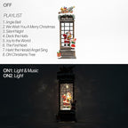 10" Christmas Snow Globe Lantern with Santa in Telephone Booth - Water Swirling Glitter Musical Box with Exterior Decor - Vintage Xmas Gifts - USB Plug or Battery Operated Home Decor (Santa Calling)