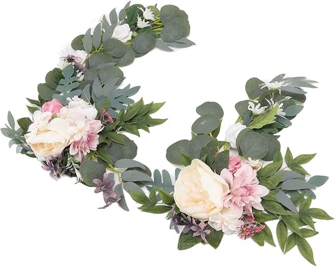 Decorative Arch Flowers for Wedding, 2pcs Hanging Flowers Swag, Wedding Arch Flowers, Artificial Floral Swags for Door Party Wall Home
