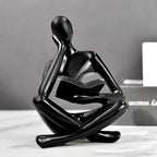 Gold Reading Women Statue, Thinker Sculptures, Abstract Art Ornament, Modern Aesthetic Figurine Decoration, Suitable for Home Living Room Bedroom Office Shelf Table Desk Bookshelf Decor (Black Left)