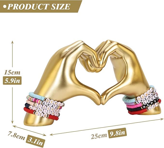 DOVDOV Heart Hand Sculpture, Gold Shelf Decoration Aesthetics for Room Bookshelf Coffee Table Dining Table Centerpiece, Birthday Gift and Memorial Gift for Women, Girlfriend Girls Mom.