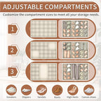 Shoe Organizer for Closet, Shoe Storage Organizer with Wheels and Adjustable Dividers, Stackable Shoe Storage Box with Clear Cover, Foldable Closet Shoe Organizer Fits up to 24-48 Pairs, Beige