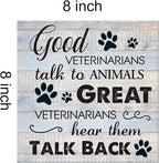 Funny Veterinarian Gifts Farmhouse Dog Canvas Wall Art Decor Veterinary Vet Gift for Women Good Veterinarians Talk To Animals Rustic Sign Painting Plaque Home Decoration (8 X 8 Inches, Framed)