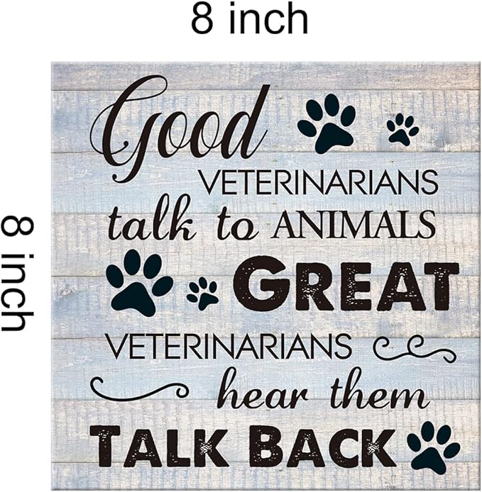 Funny Veterinarian Gifts Farmhouse Dog Canvas Wall Art Decor Veterinary Vet Gift for Women Good Veterinarians Talk To Animals Rustic Sign Painting Plaque Home Decoration (8 X 8 Inches, Framed)