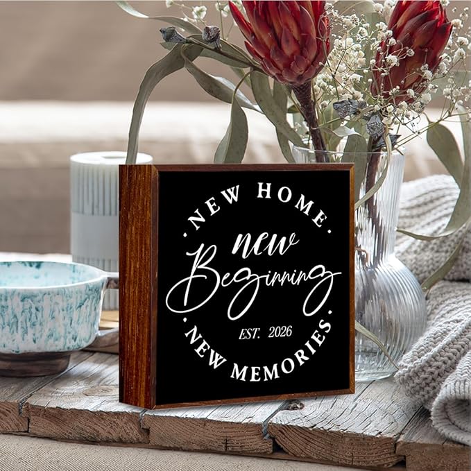 Home Sweet Home Sign Black Room Decor 2026 Housewarming Gifts Housewarming Party Decorations Wooden Box Sign Plaque for Living Room Bathroom Bedroom Shelf Desk Decor
