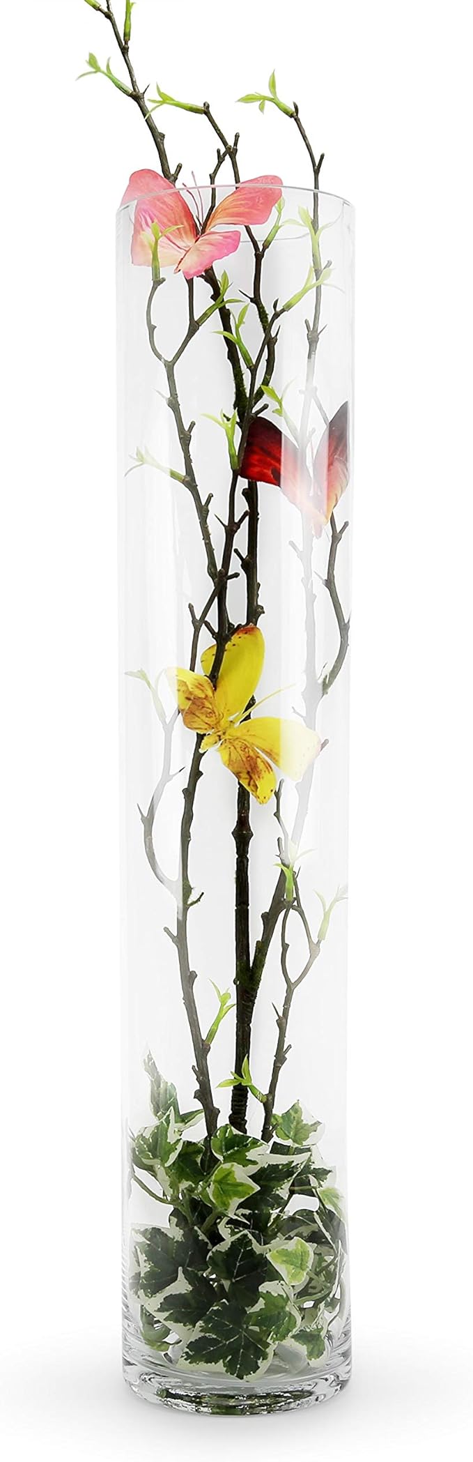 WGVI Quality Thick Weighted Tall Clear Cylinder Glass Vases, 4" W x 18" H, Flower Arrangement Floating Candle Holders Wedding Centerpieces Event Floral Container Display Decor, Bulk Wholesale, 12 Pcs