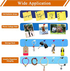 8Pcs Rectangle Felt Cork Board Bar Strips with 35 Pushpins, Self-Adhesive Bulletin Board Strips for Office School Home Wall Decor Stickers Memos Schedules Photos Display -Gradual Blue