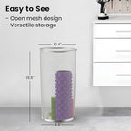 19.5" H Mesh Umbrella Stand - Ventilated Mesh Umbrella Holder for Entryway - Extra Capacity Storage for Umbrellas Canes & More - Freestanding Indoor Organizer 10.4" L x 10.4" W x 19.5" H - 4P Silver