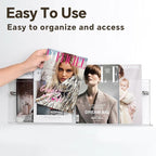 2-Pack 24 Inch Clear Acrylic Magazine Holder, Sleek Wall Mounted Brochure Rack & Floating Bookshelf, Modern Invisible Magazine Display for Office, Waiting Room, Living Room, Fashion Home Decor