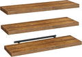 RALGEND Floating Shelves for Wall, 1.5" Thick Wall Shelf Set of 3 with Invisible Bracket, L47.2 x W7.9 Hanging Shelves Farmhouse Home Decor for Bathroom, Living Room, Bedroom, Rustic Brown 12301BJP3BF