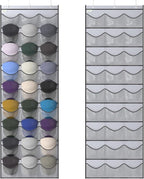 Unjumbly Baseball Hat Rack, 27 Pocket Over-The-Door Hat Organizer with Clear Deep Pockets to Display Baseball Caps Collection, Complete with 3 Over Door Hooks (Grey, 27 Pockets)