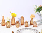12 Pack Amber Gold Glass Bud Vase Set, Small Vintage Vases for Centerpieces, Decorative Flower Vases for Wedding Home Table Decor