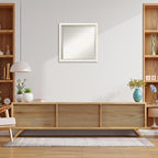 Amanti Art White Wall Mirror 22x22 Morgan White Gold Square Bathroom Mirror for Wall Decor Living Room, Medium Modern Wood Frame, Hangs Horizonally and Vertically, Bathroom Decor, Beveled Edge