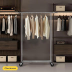Clothing Garment Rack Capacity 550LBS Rolling Clothes Rack on Wheels - Heavy Duty Commercial Storage Organizer - Mobile Clothes Rack with Multifunctional Design (Silver)