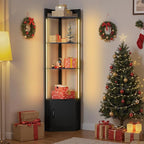 5-Tier Display Cabinet, Set of 2, 65" Tall Corner Shelf Stand with Storage, RGBWIC LED Light, Remote & APP Control, Adjustable Brightness/Color Temp, Floor Lamp Shelves for Living Room