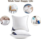 Siluvia 20"x20" Pillow Inserts Set of 2 Decorative Square Square Throw 20 Pillows with 100% Cotton Cover for Sofa, Couch, and Bed - White