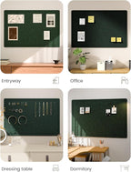 Fluxynara Bulletin Board,35.4" x 23.6" Cork Board Alternative with 12 Safe Removable Adhesive Tabs, Foldable Felt Pin Board for Home Office, Classroom, Bedroom,Entryway for Walls—Pine Green