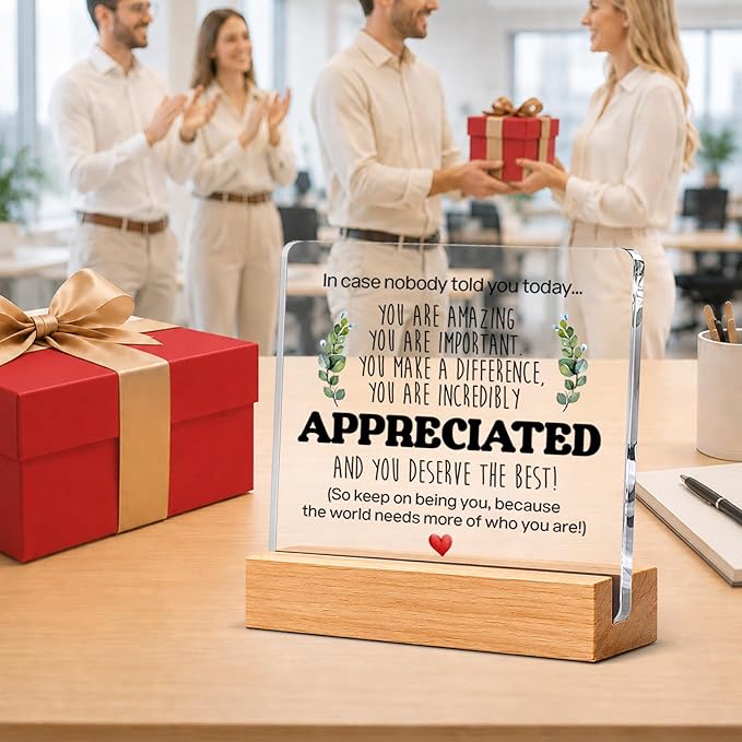 Thank You & Appreciation Gifts Bulk for Coworkers, Friends, Women and Men, Inspirational Gift Ideas, Motivational Desk Decor for Office Home, 4 x 4 Inches, Set of 6