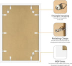 11x17 Picture Frame 3 Pack - White Poster Frame Display Pictures 9x15 with Mat or 11 x 17 Without Mat for Wall Hanging Horizontal and Vertical