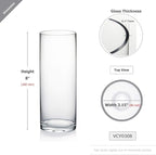 WGVI Quality Thick Clear Cylinder Glass Vases, 3" W x 8" H, Bud Vase Skinny Narrow Floral Bouquet Flower Container for Wedding Centerpieces Tabletop Décor Brush Pen Holder, Bulk Wholesale, 12 Pieces