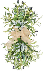 24inch Floral Swag, Greenery Swag Artificial Olive Flower Swag, Greenery Swag Spring Floral Swag Fake Olive Leaves Decorative Swafor Wedding Arch Party Wall Home Garden Decor