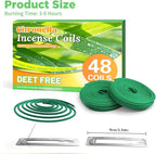FIRIK Citronella Coils, 48 Pack Citronella Incense Coil with 2 Holders, Natural Lemongrass Fagrance, for Indoor and Summer Outdoor Patio Camping Trip Garden Gathering