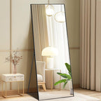 DUMOS 56"x15" Full Length Mirror, Full Body Mirror with Aluminum Alloy Thin Frame, Standing Mirrors with Leaning or Hanging, Suitable for Bedroom, Livingroom, Cloakroom, Black